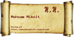 Mehsam Mikolt névjegykártya
